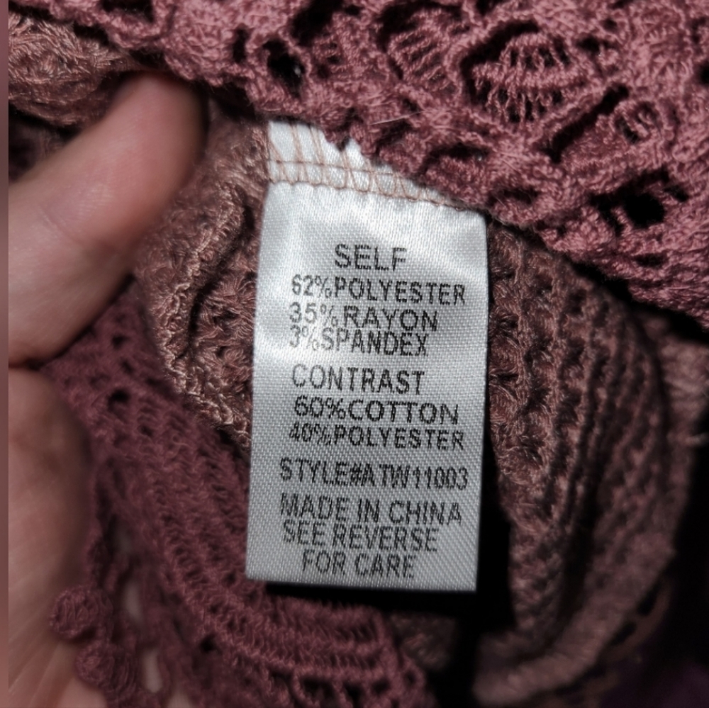 And the why L mauve waffle knit belle sleeve top - Picture 6 of 6